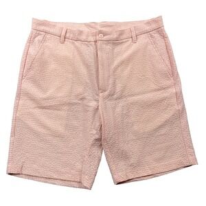 FootJoy Seersucker Golf Shorts Men 36 Peach Chino Camp Club FJ Performance